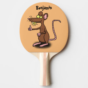 Raquette De Ping Pong Un rat brun mignon pouce vers le haut dessin animé