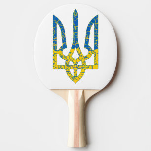 Raquette De Ping Pong Un trident ukrainien texturé drapeau d'Ukraine cou
