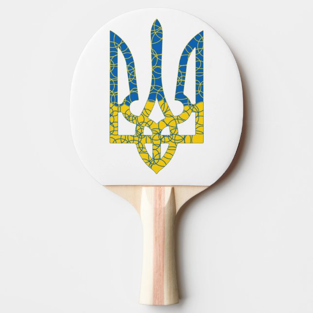 Raquette De Ping Pong Un trident ukrainien texturé drapeau d'Ukraine cou (Devant)