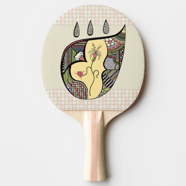 Raquette De Ping Pong Une Fleur À L'Intérieur De Ping Pong Paddle (Devant)