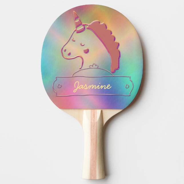 Raquette De Ping Pong Unicorne 3D Holographique Nom personnalisé   (Devant)