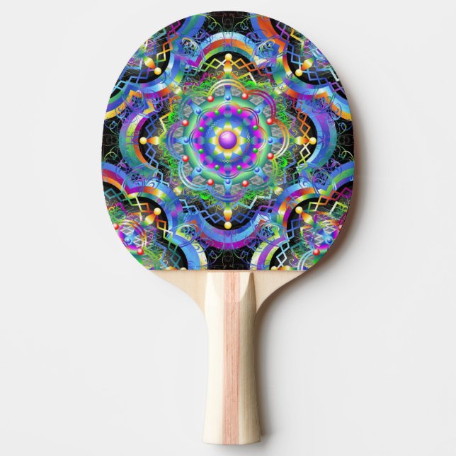 Raquette De Ping Pong Univers Mandala Couleurs Psychédéliques (Devant)