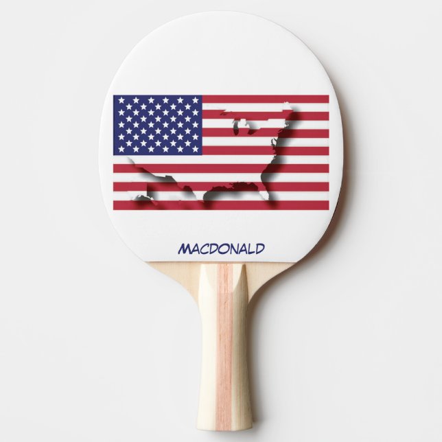Raquette De Ping Pong USA FLAG & MAP Personnalisé (Devant)