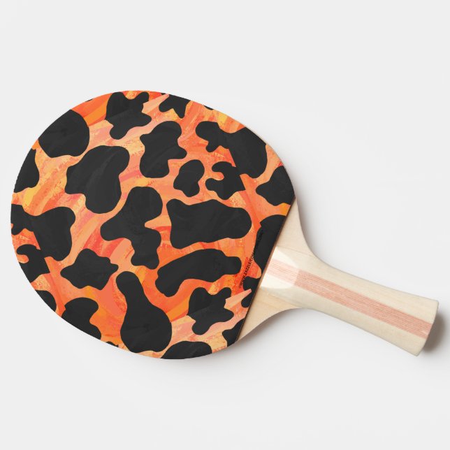 Raquette De Ping Pong Vache Imprimée Noir et Orange (Côté)