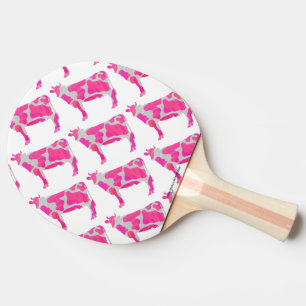 Raquette De Ping Pong Vache rose chaud et blanc Silhouette