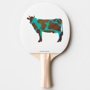 Raquette De Ping Pong Vache Silhouette Brown et Turquoise