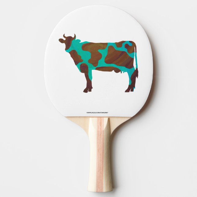 Raquette De Ping Pong Vache Silhouette Brown et Turquoise (Devant)