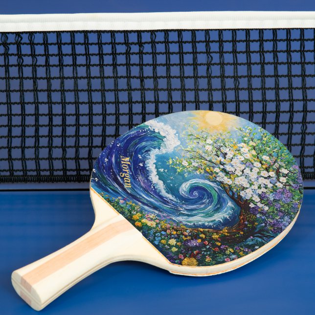 Raquette De Ping Pong Vague Whimsical | Peinture impressionniste (Insitu)