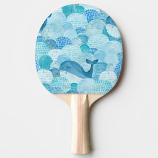 Raquette De Ping Pong Vagues, baleine, texture bleu enfantine