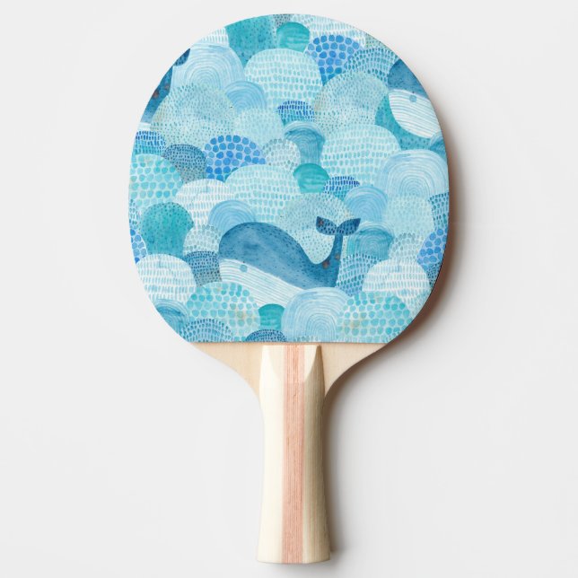 Raquette De Ping Pong Vagues, baleine, texture bleu enfantine (Devant)