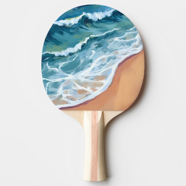 Raquette De Ping Pong Vagues de l'océan bleu aquarelle (Devant)