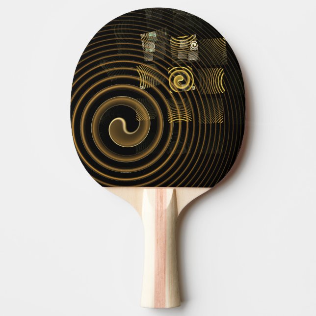 Raquette De Ping Pong Vagues dorées hypnotiques Art abstrait moderne (Devant)