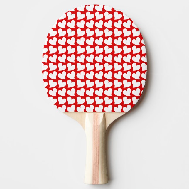 RAQUETTE DE PING PONG VALENTINES COEURS ROUGE ET BLANC VALENTINE (Devant)