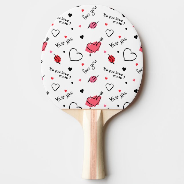 Raquette De Ping Pong Valentine's Hearts Arrow sans couture (Devant)