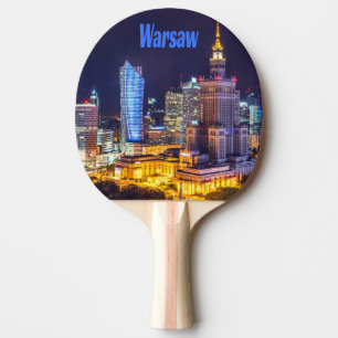 Raquette De Ping Pong Varsovie Pologne Nuit Skyline Varsovie Spire