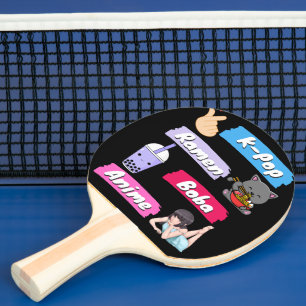 Raquette De Ping Pong Ventilateur de culture K-Pop, Ramen, Boba et Anime