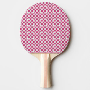 Raquette De Ping Pong Vérificateurs et coeurs roses