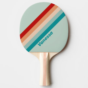 Raquette De Ping Pong Verre de mer pâle rayé avec nom