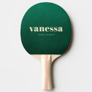 Raquette De Ping Pong Vert Émeraude Minimaliste Moderne Classique Nom