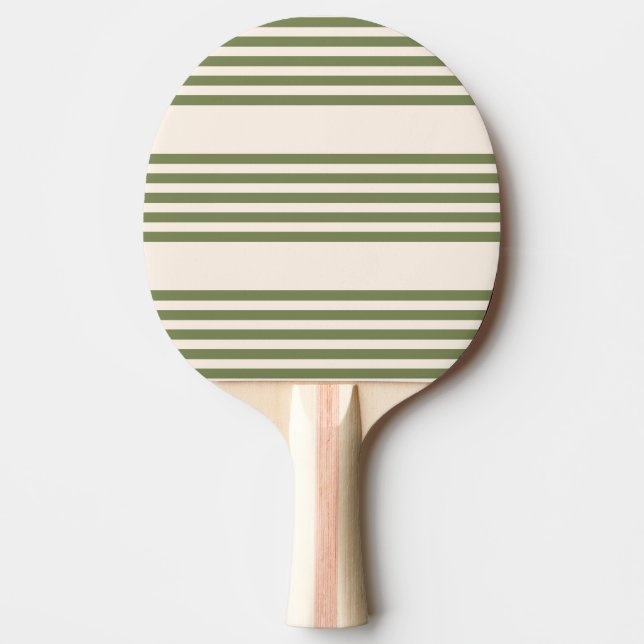 Raquette De Ping Pong Vert olive et beige cinq rayures motif (Devant)