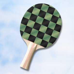 Raquette De Ping Pong Vert olive noir dégradé moderne à carreaux 
