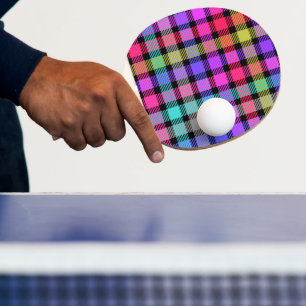Raquette De Ping Pong Vichy Madras à carreaux arc-en-ciel lumineux