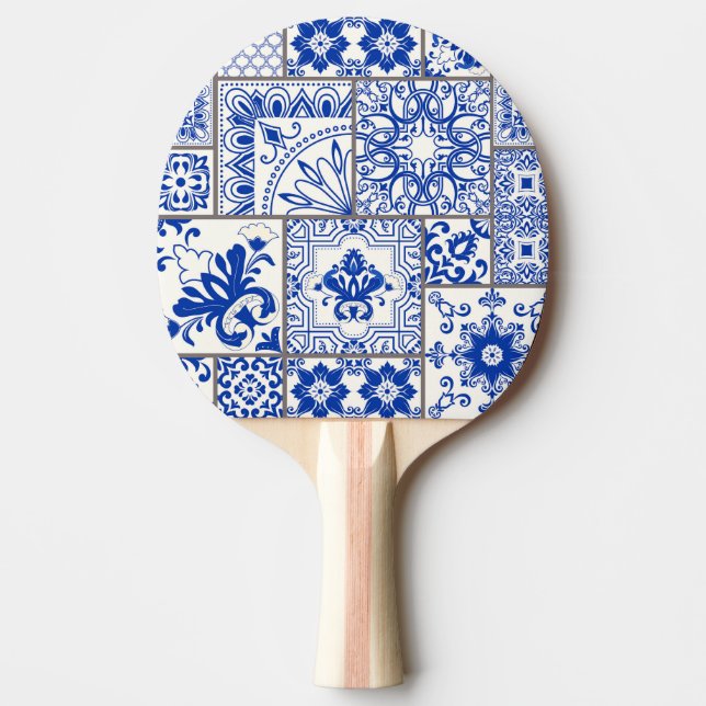 Raquette De Ping Pong Victorian Majolica : Patchwork Tile Motif. (Devant)