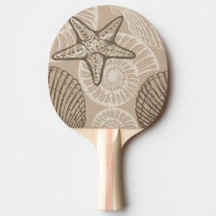 Raquette De Ping Pong Vie marine côtière étoiles de mer et coquilles en 