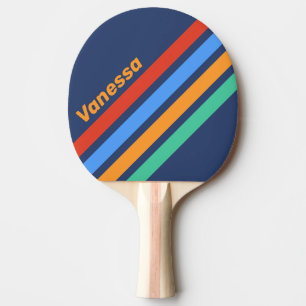 Raquette De Ping Pong Vieille École Rétro Rayures Angulaires Arc-en-Ciel