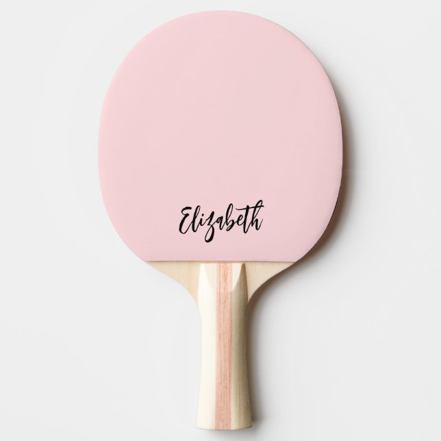 Raquette De Ping Pong Vierge rose Fille moderne Script Monogramme Nom (Devant)