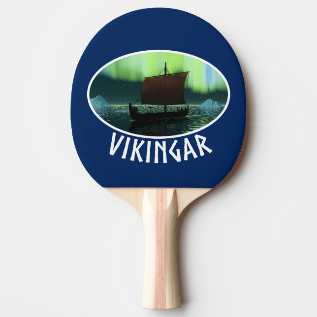 Raquette De Ping Pong Viking Navire Et Lumières Du Nord (Devant)