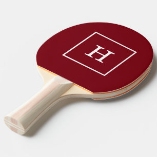 Raquette De Ping Pong Vin de Bourgogne blanc encadré Monogramme initial