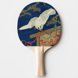 Raquette De Ping Pong Vintage Art Japonais Faucon Blanc G.A. Audsley