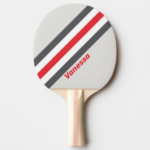 Raquette De Ping Pong Vintage bout pointu fendu rayé avec nom