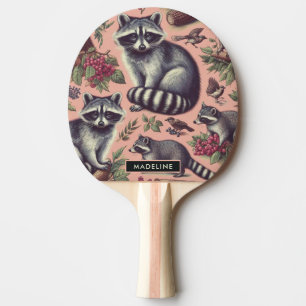 Raquette De Ping Pong Vintage Cute Racoon