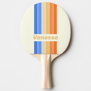 Raquette De Ping Pong Vintage Ocean Soleil Épingles Rayures avec Nom