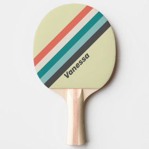 Raquette De Ping Pong Vintage Pistache Rayé avec Nom