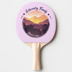Raquette De Ping Pong Vintage Purple Jaune Farmhouse Mountain Sunset