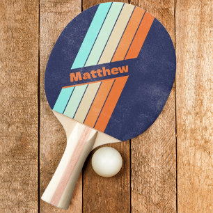Raquette De Ping Pong Vintage Rétro Style Sombre avec Nom