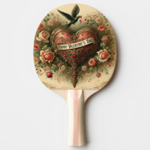 Raquette De Ping Pong Vintage/rétro/Victorian Valentine's day heart
