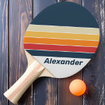 Raquette De Ping Pong Vintage Sport Faded Rainbow strié avec le nom<br><div class="desc">La pagaie de ping-pong Vintage Sport Faded Rainbow Striped présente un dégradé doux de rayures arc-en-ciel vibrantes qui se fondent doucement entre elles, créant un design lisse et frappant visuellement. Son aspect calme mais coloré ajoute une touche de sérénité et de style à chaque jeu, parfait pour les joueurs qui...</div>
