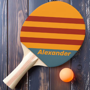 Raquette De Ping Pong Vintage Sport Lever du Soleil sur Rayures d'Ardois
