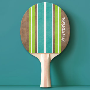 Raquette De Ping Pong Vintage Surfboard Stripes - Subtle Wood Arrière -