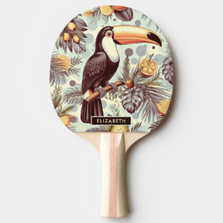 Raquette De Ping Pong Vintage Toucan Tropical Motif