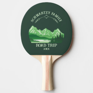 Raquette De Ping Pong Vintage vert lac de montagne Sunset
