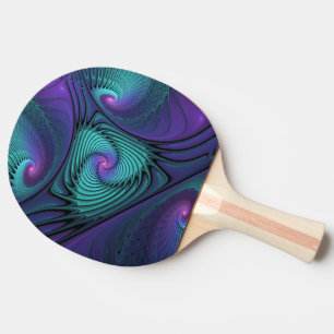Raquette De Ping Pong Violet rencontre Turquoise moderne art fractal abs