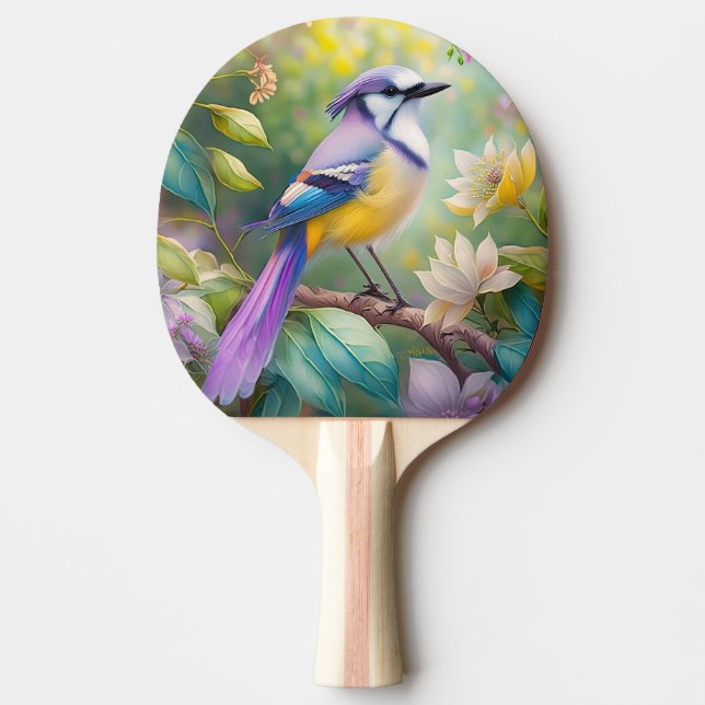 Raquette De Ping Pong Violet Tufted Jay Imaginaire Bird (Devant)