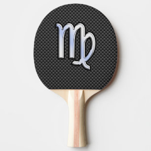 Raquette De Ping Pong Virgo Zodiac Sign on Charcoal Carbon Fiber Style