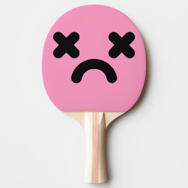 Raquette De Ping Pong Visage attristé étourdi rose clair  (Devant)