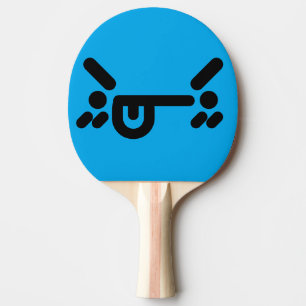 Raquette De Ping Pong Visage bleu en colère vilain